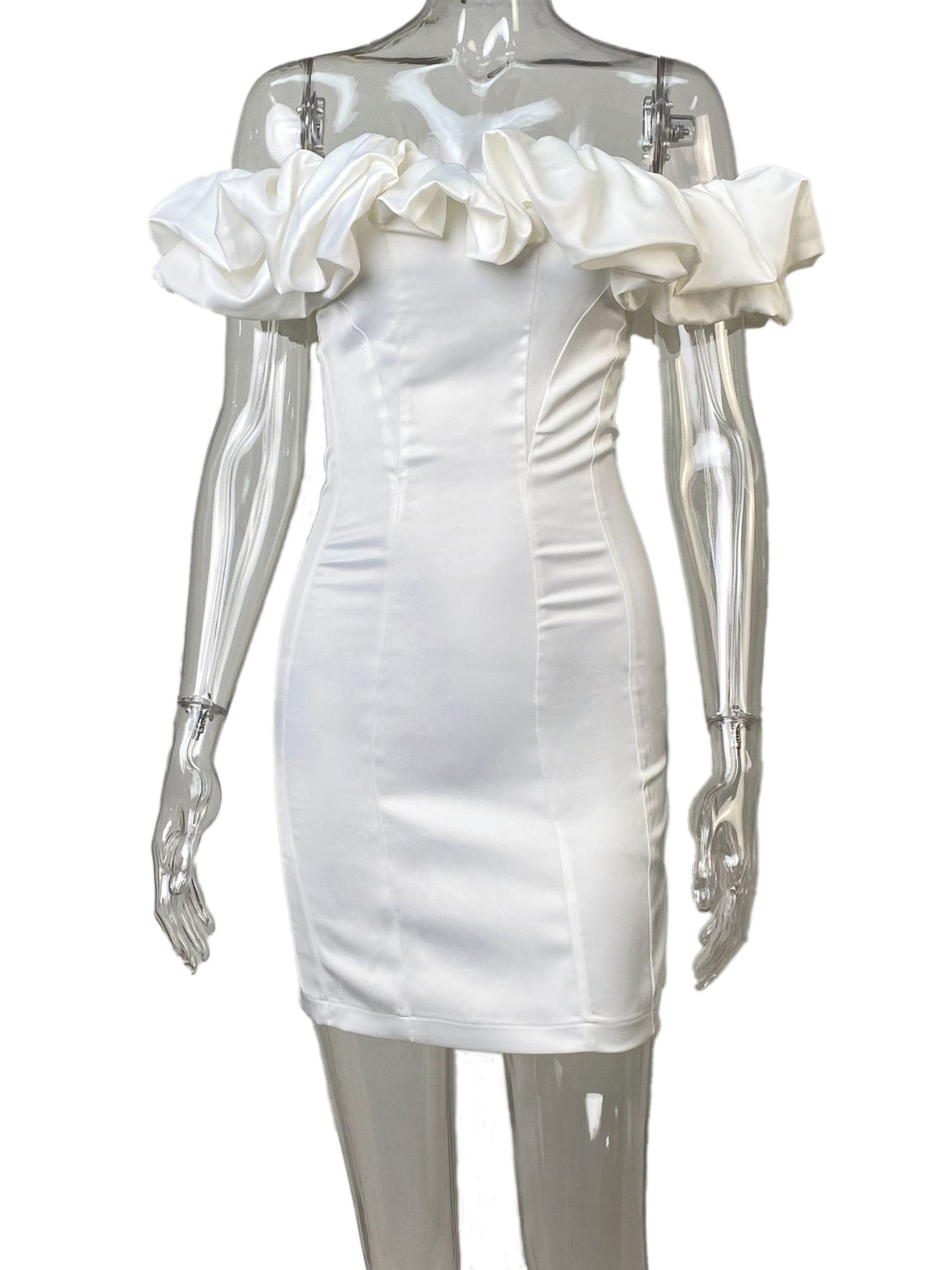 Massjifashion OEM Off-shoulder Puff Sleeve Bodycon dress